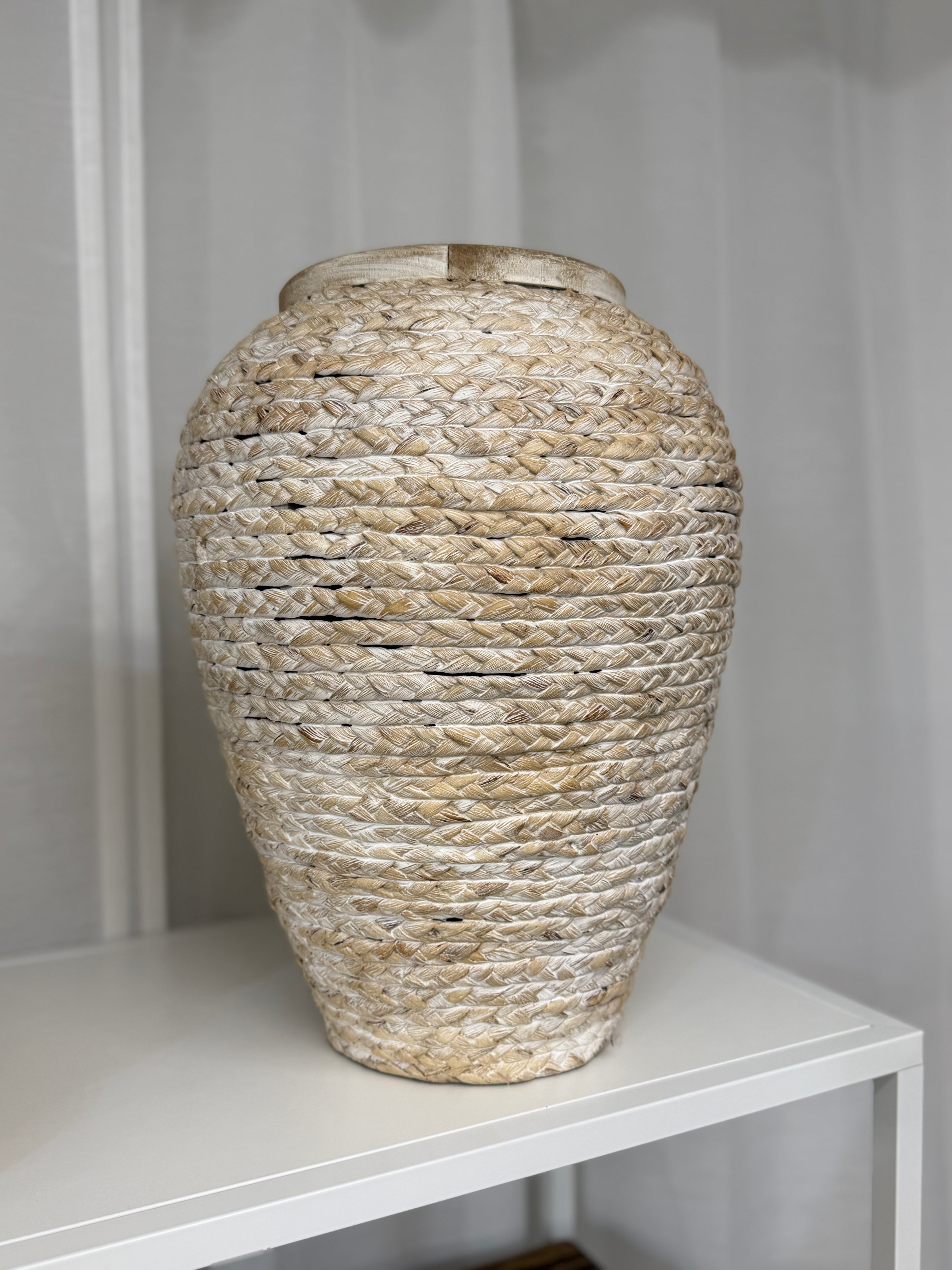 Large Braided Wooden Vase