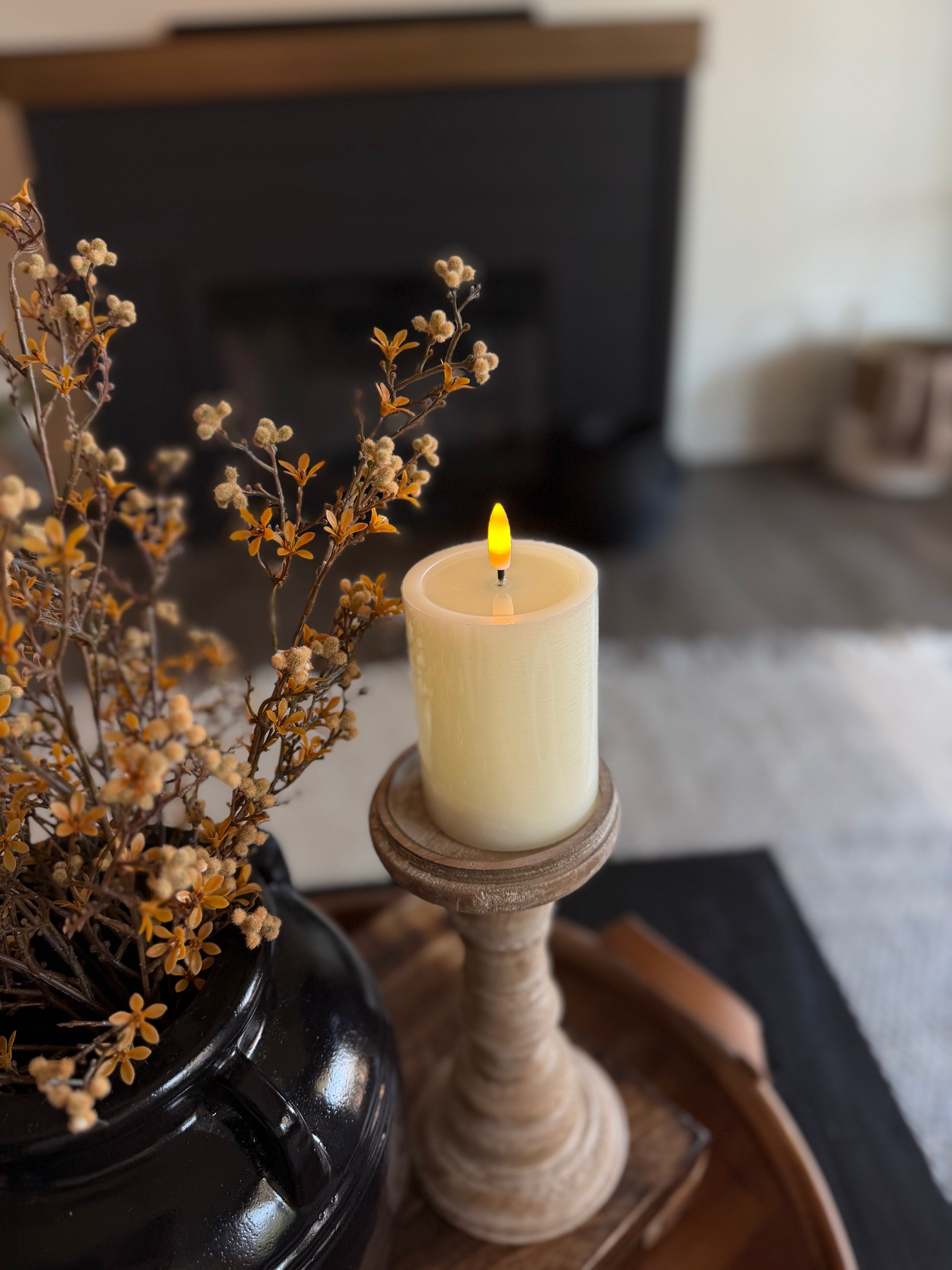 3x4 Melted Realistic Flame Candle, Cream