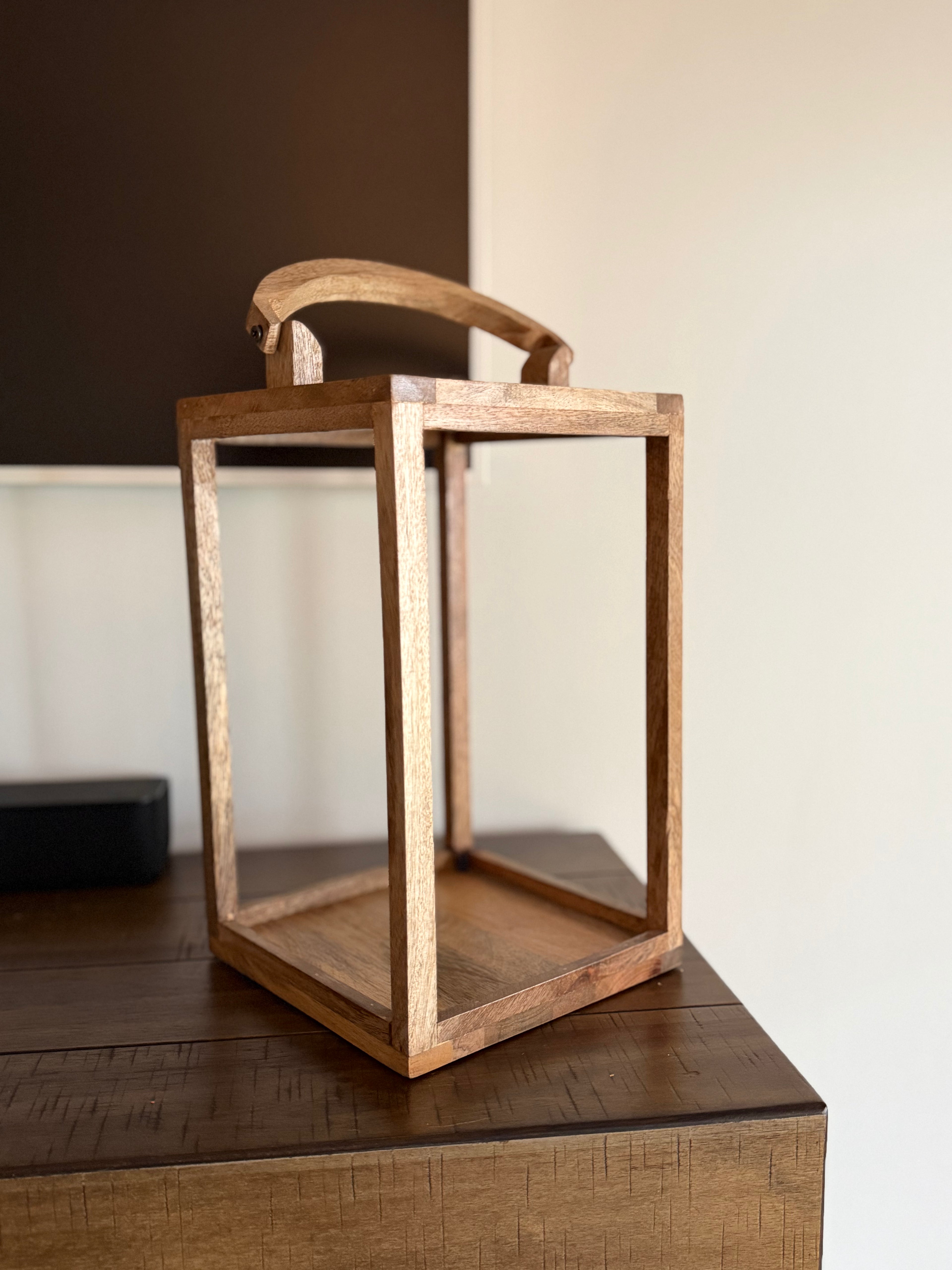 Medium Mango Wood Lantern 12”
