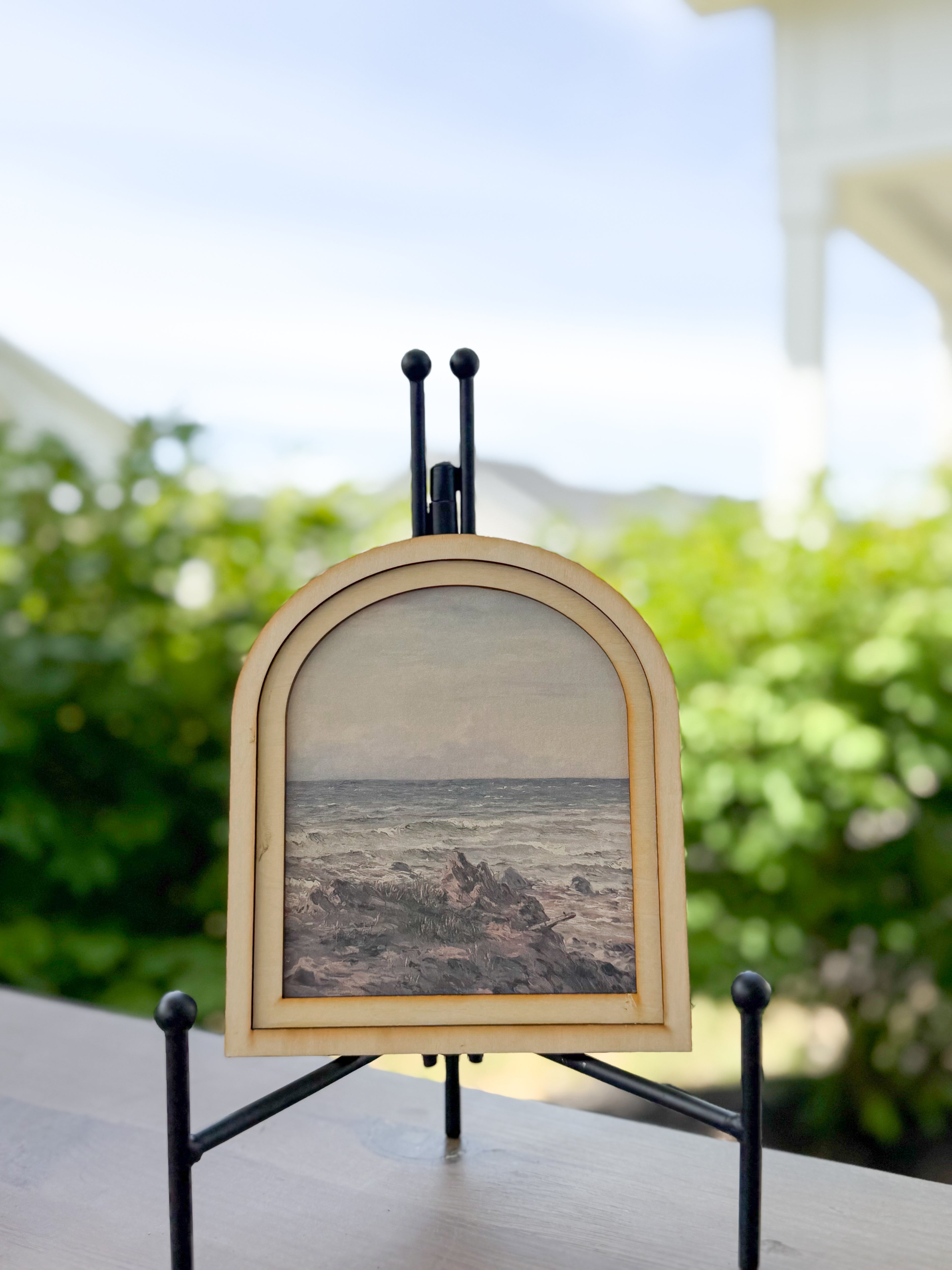 Vintage Arch Framed Art, Seaside | Cottage Wall Decor | European-Inspired Mini Wood Frame | 6.5” Decorative Accent