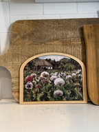 Cottage Field of Flowers Landscape Arched Frame