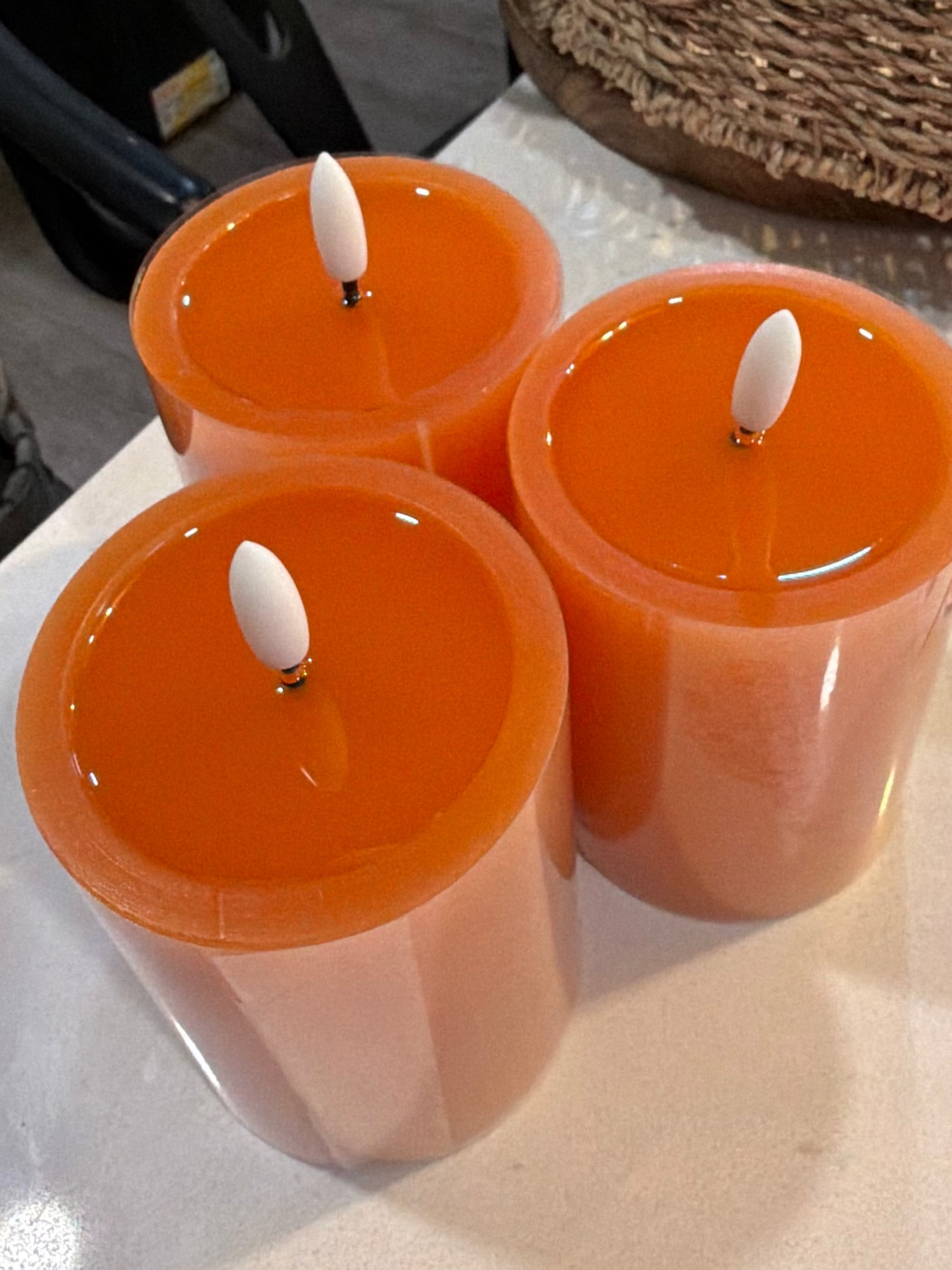 3x4in Melted Realistic Flame Candle, Orange