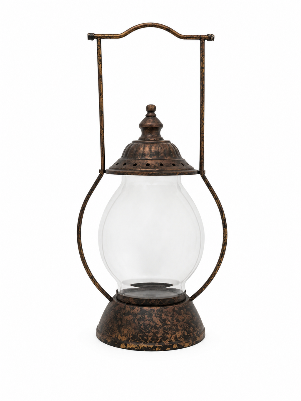 Rustic Bronze Glass Lantern – 21”