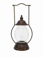Rustic Bronze Glass Lantern – 21”