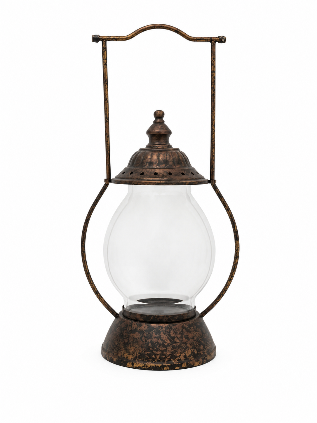 Rustic Bronze Glass Lantern – 21”