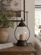 Rustic Bronze Glass Lantern – 21”