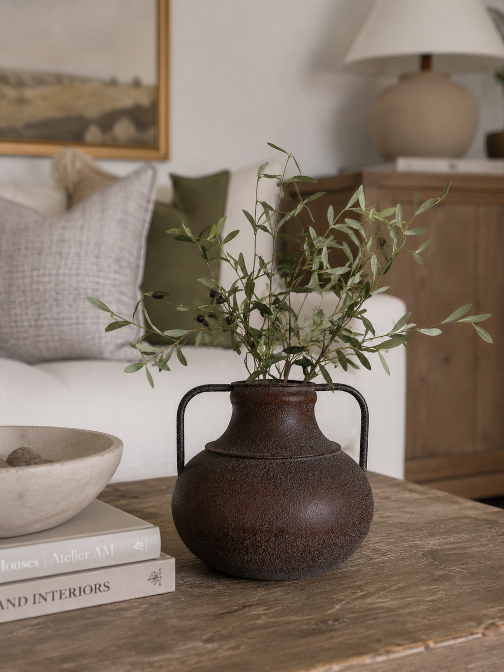 Rustic Iron Handle Urn | 7.5”