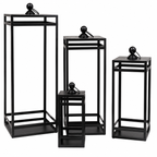4/Set - Black Metal Open Air Frame Lanterns