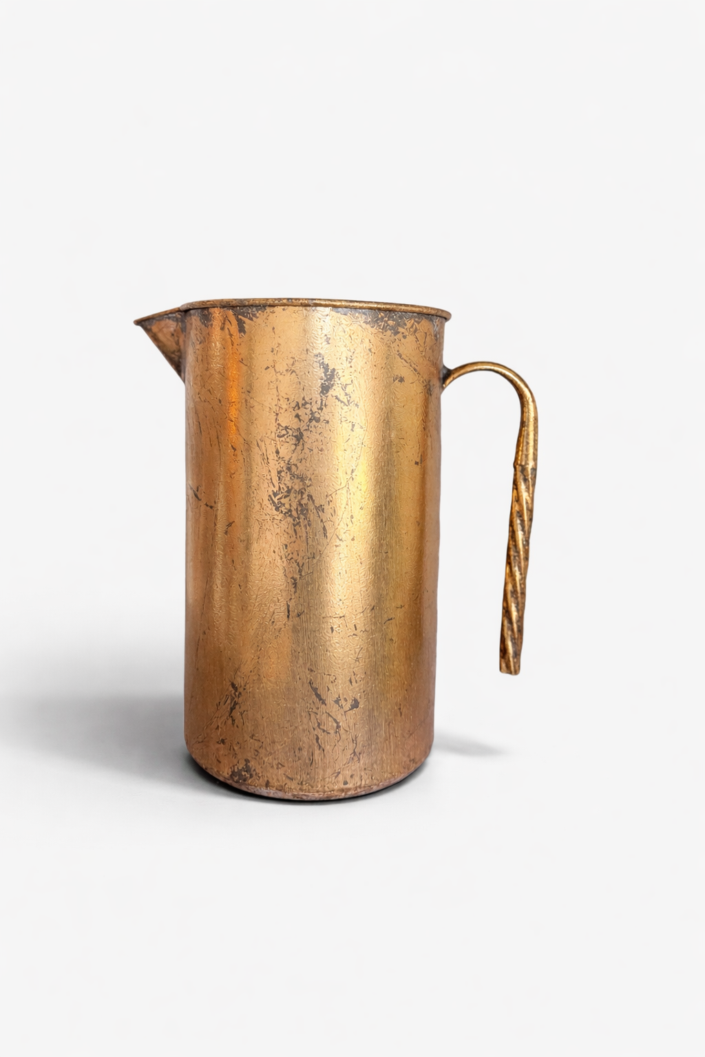 Distressed Golden Metal Pitcher