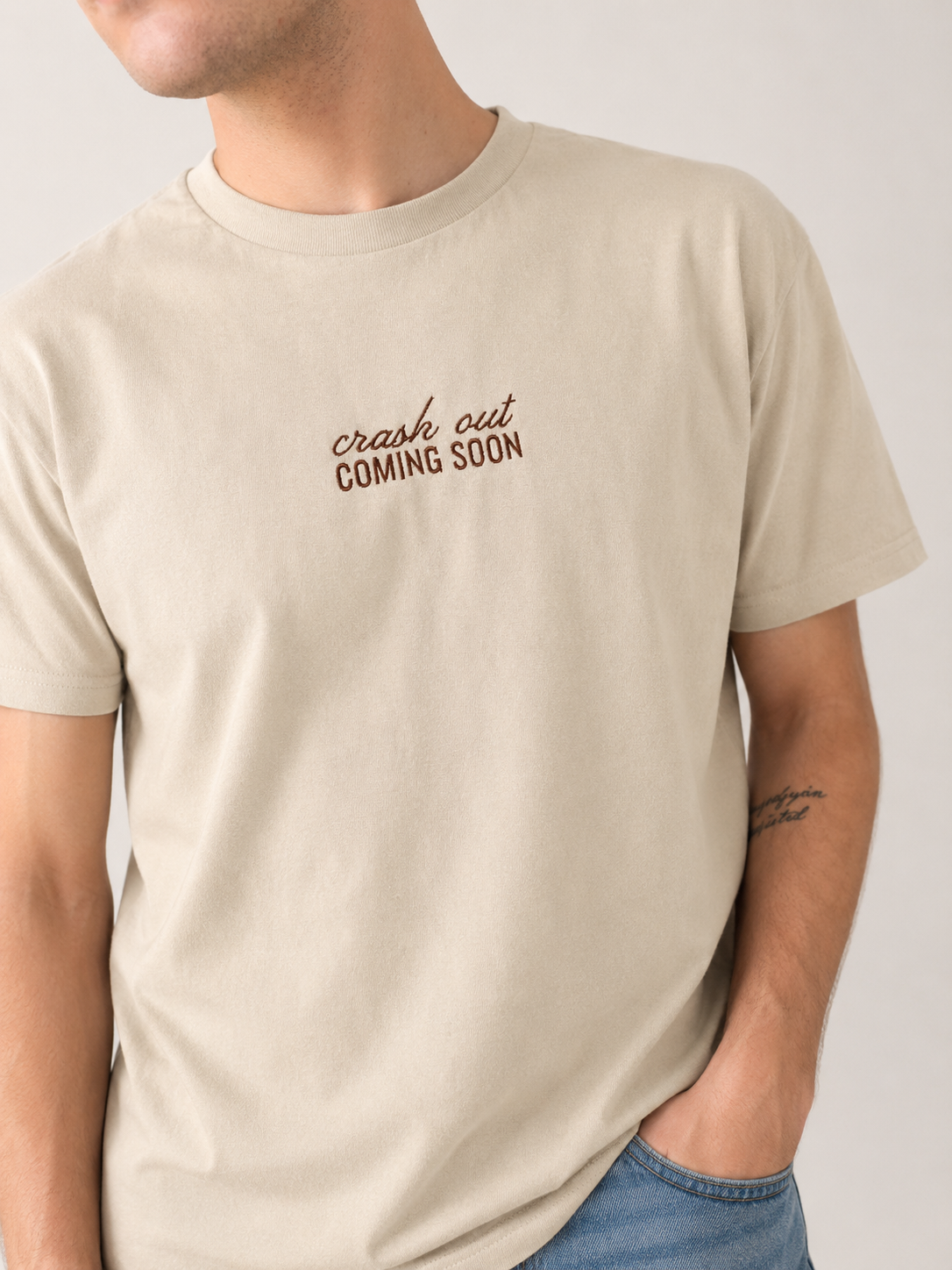 “crash out coming soon” Embroidered T Shirt