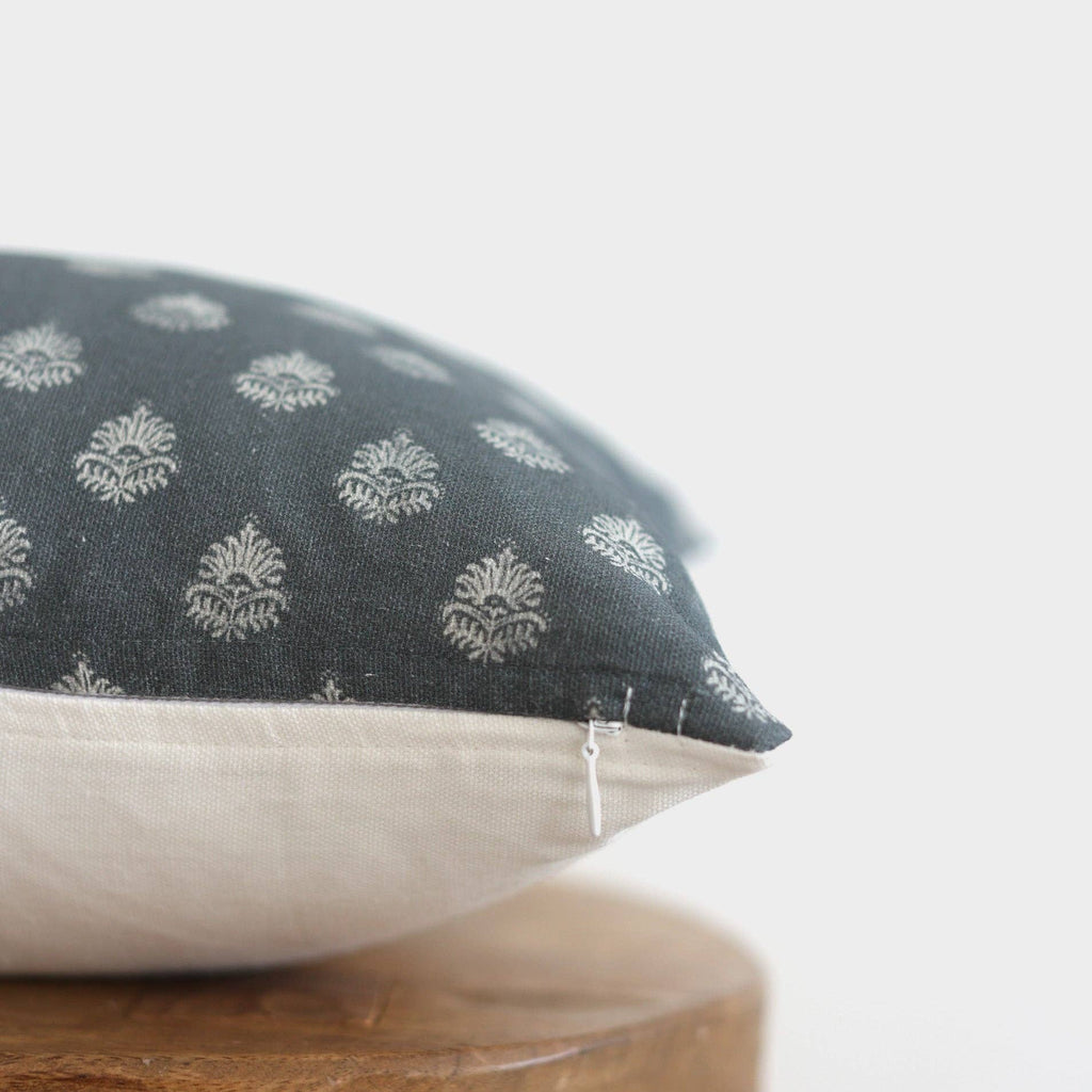 Clay Vintage Style Pillow Cover in Blue 22"