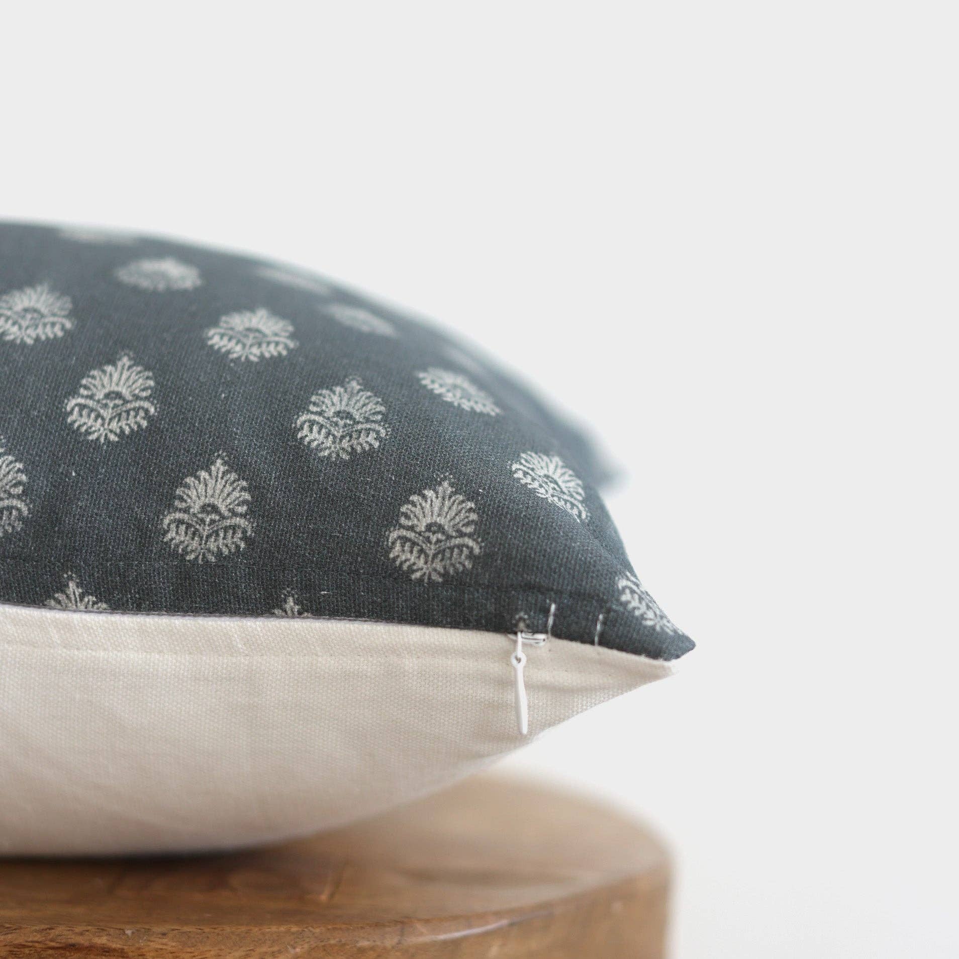 Clay Vintage Style Pillow Cover in Blue 22"