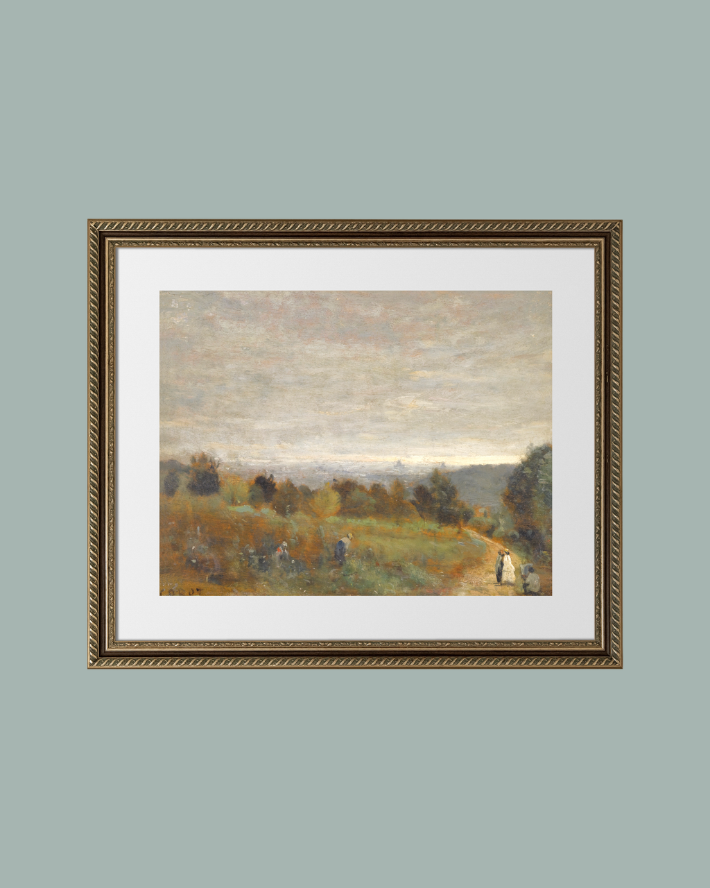French Fields Landscape Antique Art Print