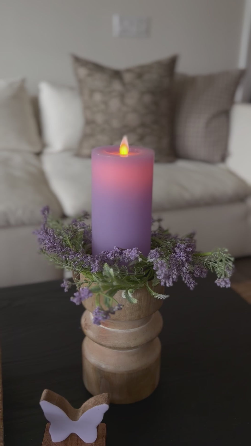 3x6 in. Moving Flame LED Candle, Lavender