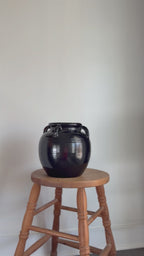 Mercier Glazed Black Vase with Handles