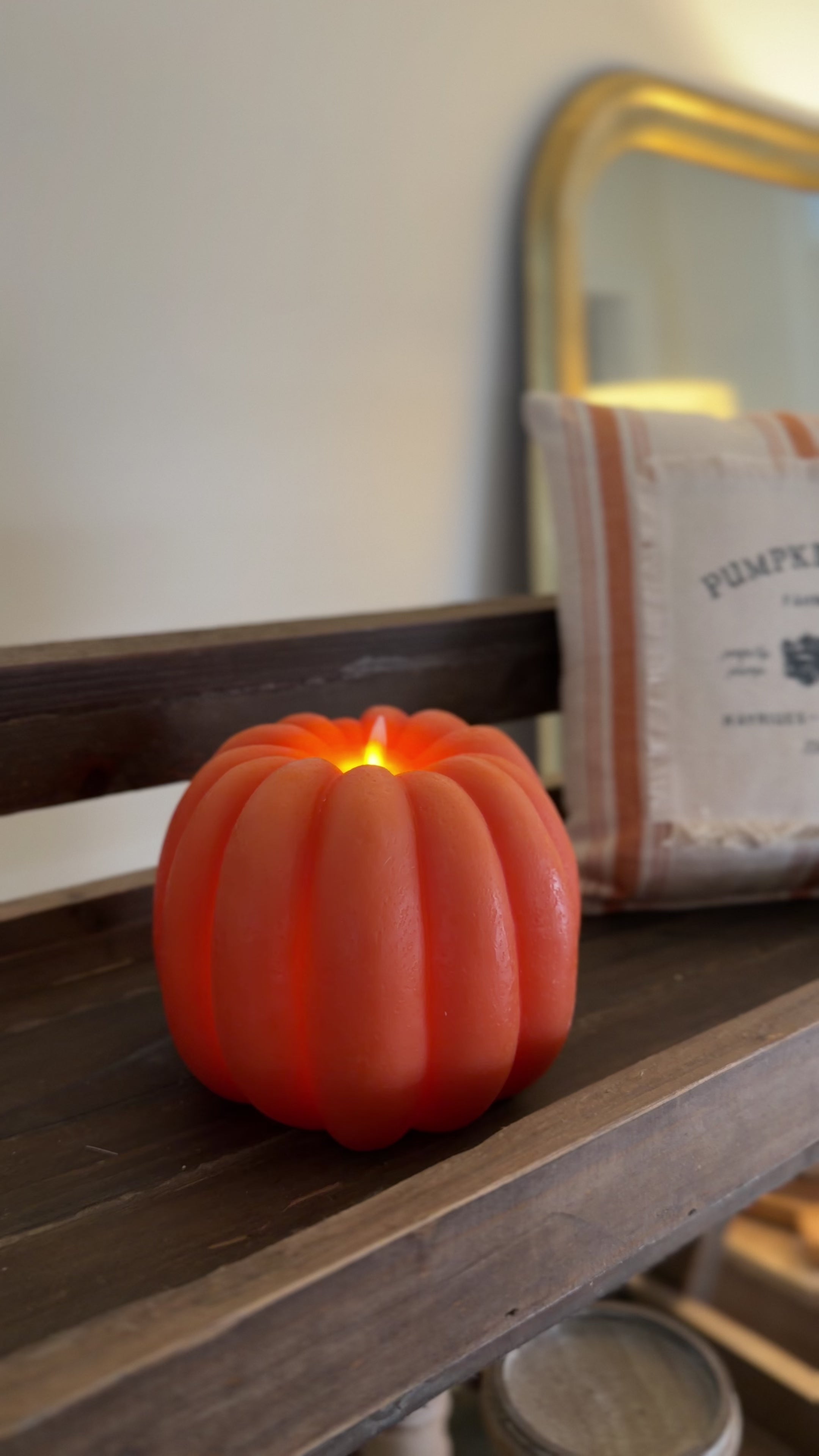Pumpkin Realistic Moving Flame Candle 6x5in