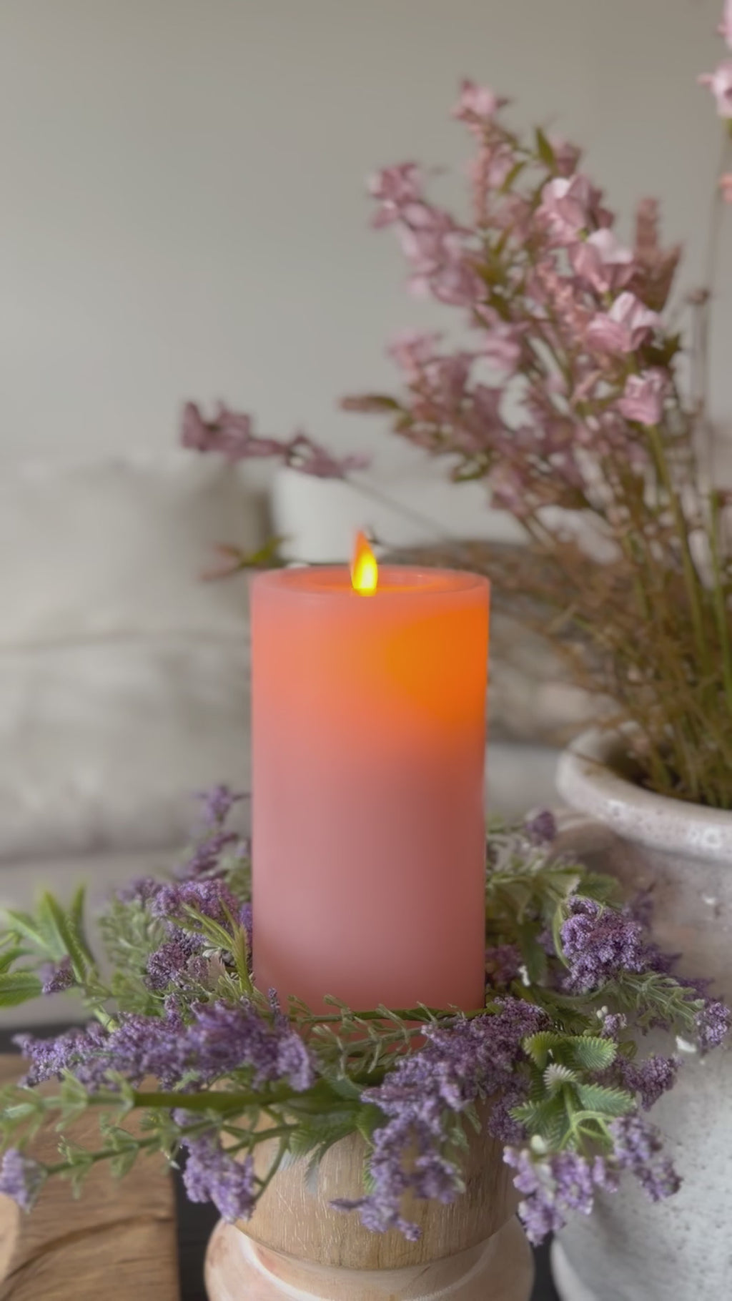 3x6 in. Moving Flame LED Candle, Pink